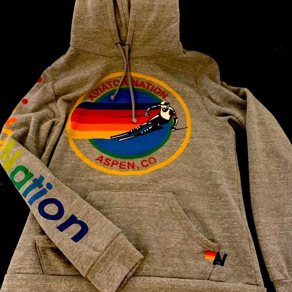 Aviator Nation Aspen Co Grey Hoodie Sz. Med!!!